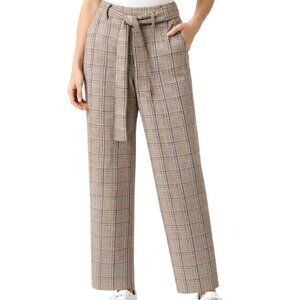 A New Day Women's Blue/Brown Cropped Plaid Pants, Size 8, Machine Washable